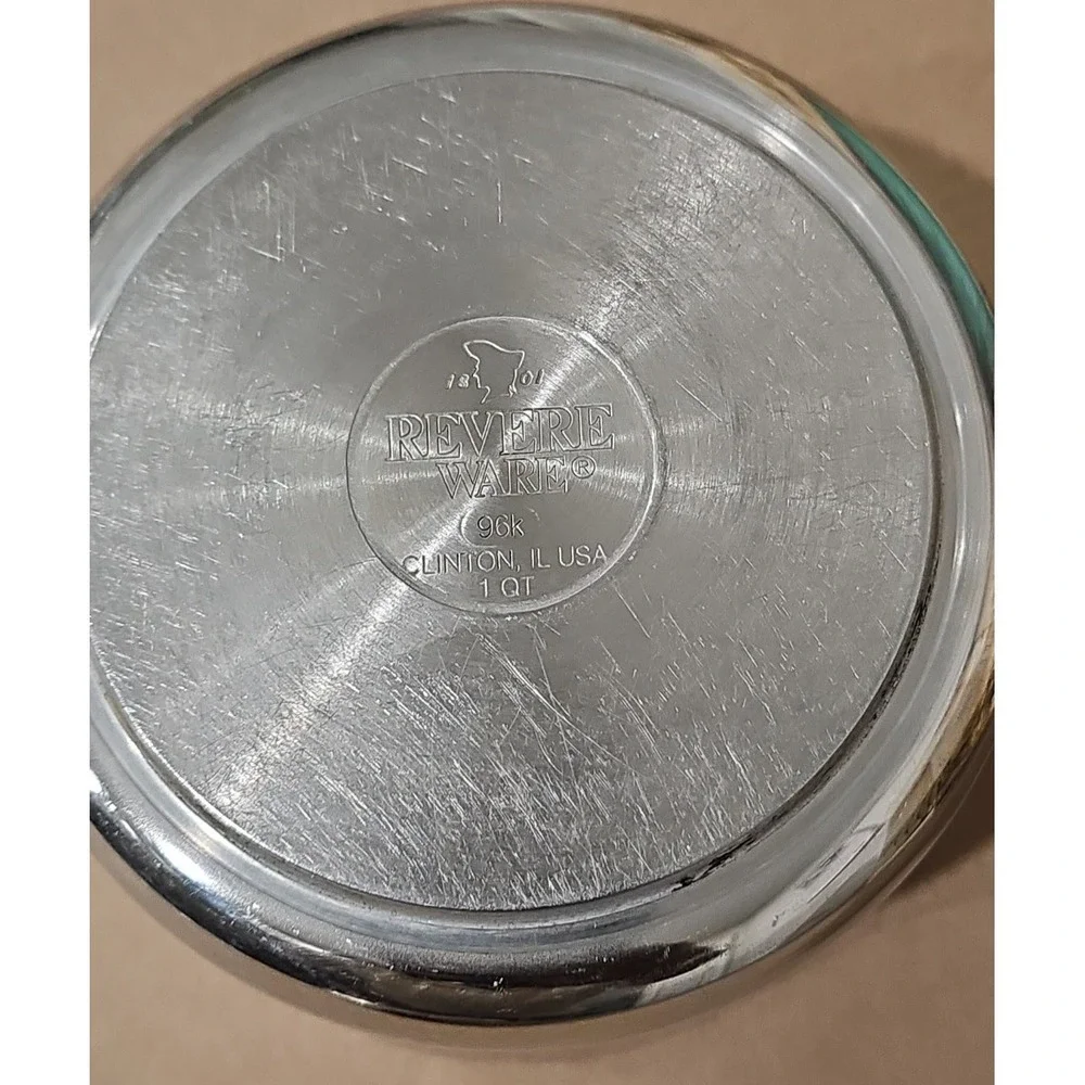 REVERE WARE 1 Qt 96K Stainless Saucepan Clad Bottom w/Lid Clinton, Ill. USA